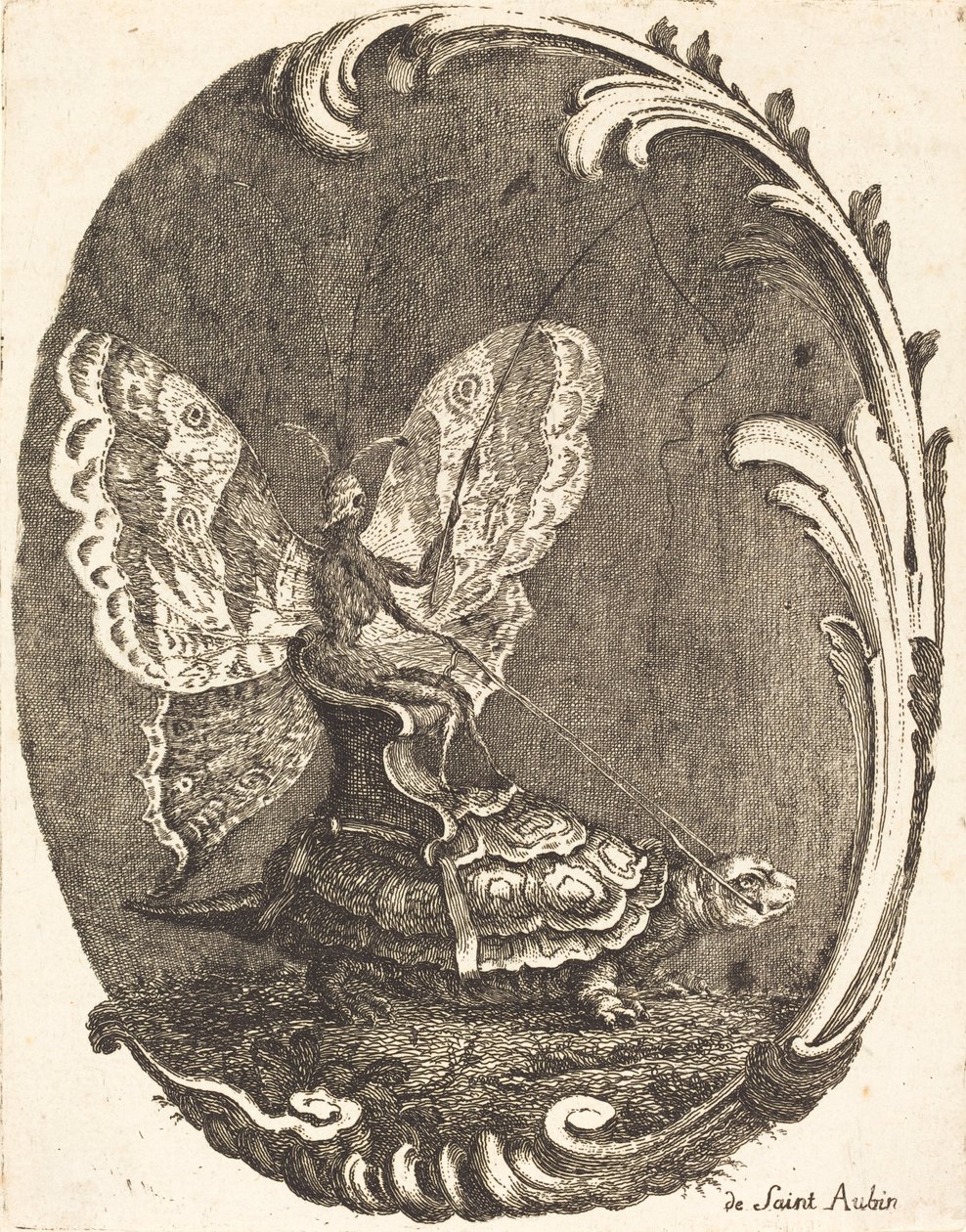 Fjärilen och sköldpaddan av Charles Germain de Saint Aubin