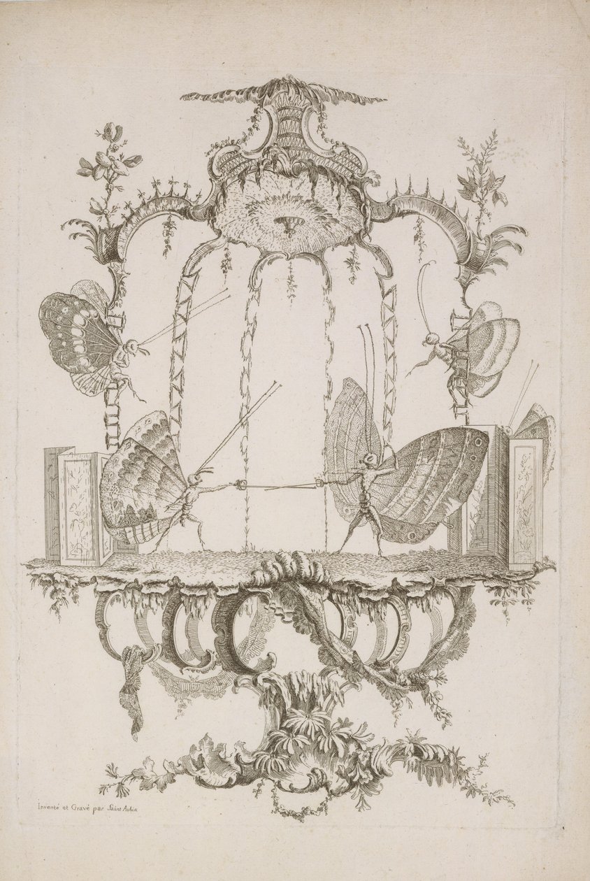Duellen Duellen, från Essay on Human Butterflies av Saint Aubin, ca. 1756-60. av Charles Germain de Saint Aubin