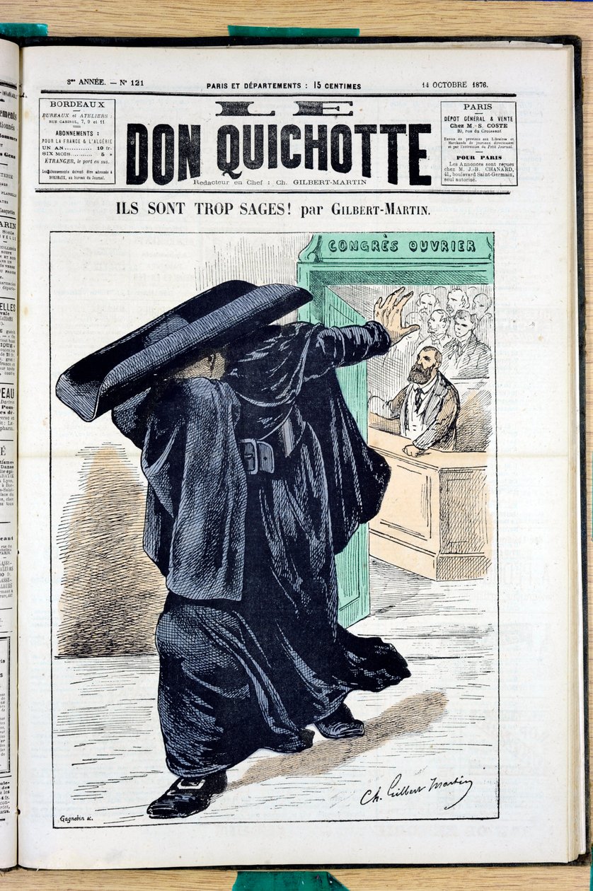 Omslag till ""Le Don Quixote"", nummer 121, satirisk i färg av Charles Gilbert Martin