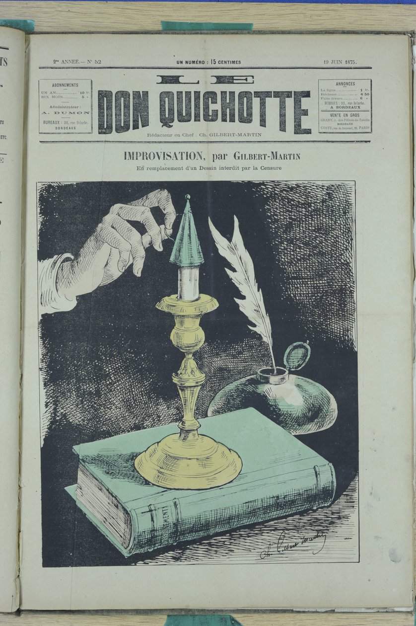 Illustration av Charles Gilbert-Martin (1839-1905) för omslaget till Le Don Quixote, nr 52 av Charles Gilbert Martin