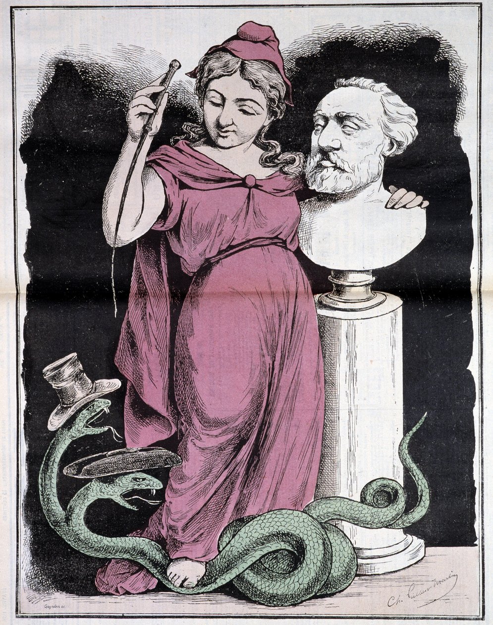 Republiken i tävlingen i staden Paris: Mitt tävlingsämne - av Gilbert-Martin (Marianne och Gambetta), i "" Don Quijote", mars 1878 av Charles Gilbert Martin