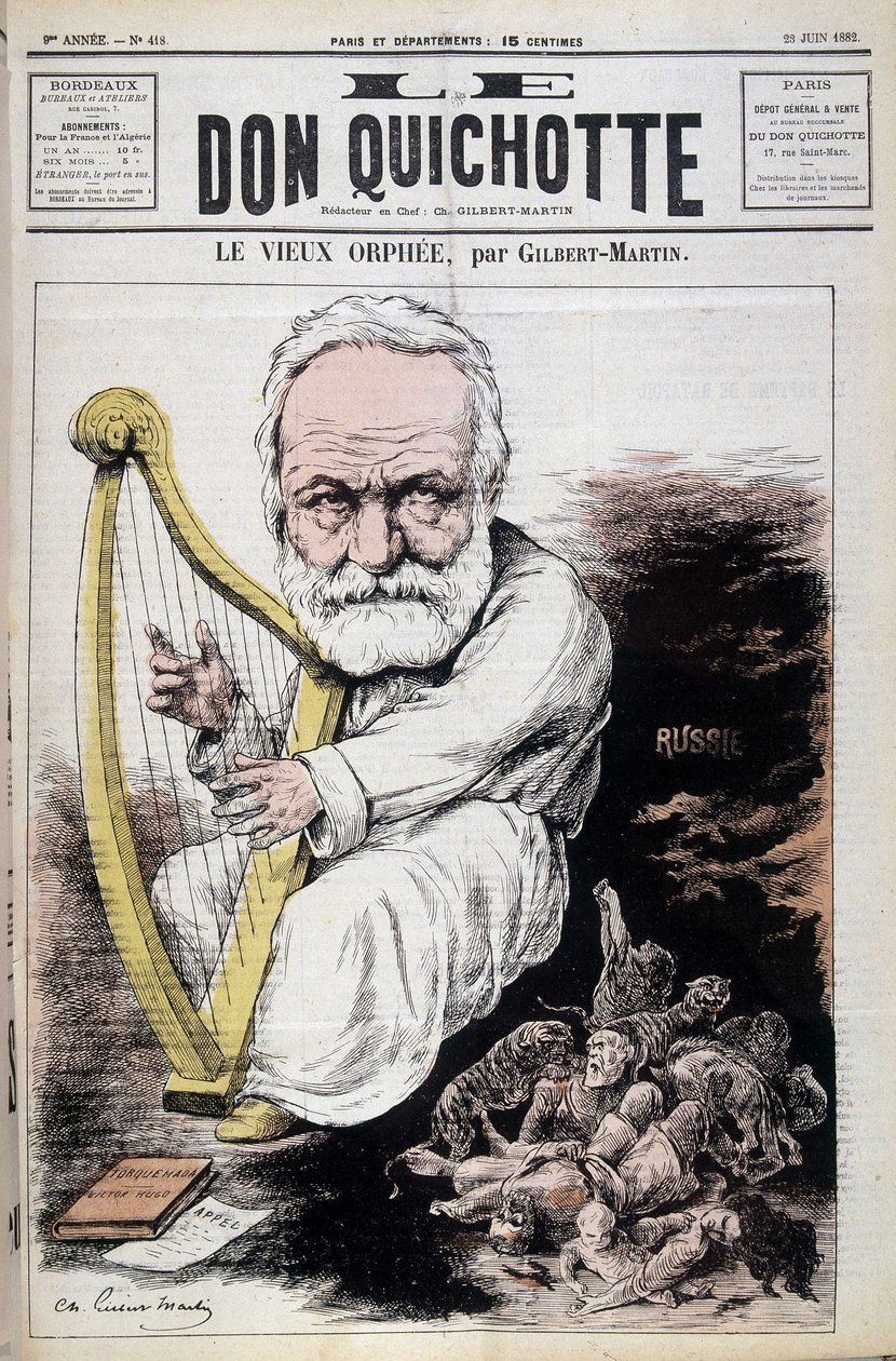 The Old Orpheus: tecknad film om Victor Hugo och Ryssland - av Gilbert-Martin (Gilbert Martin), i "" Don Quijote av 23/06/1882 av Charles Gilbert Martin