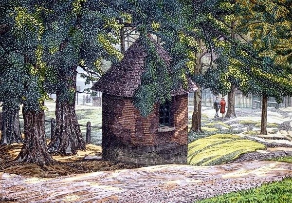By the Ponds, Hampstead (penna och bläck med tvätt) av Charles Ginner