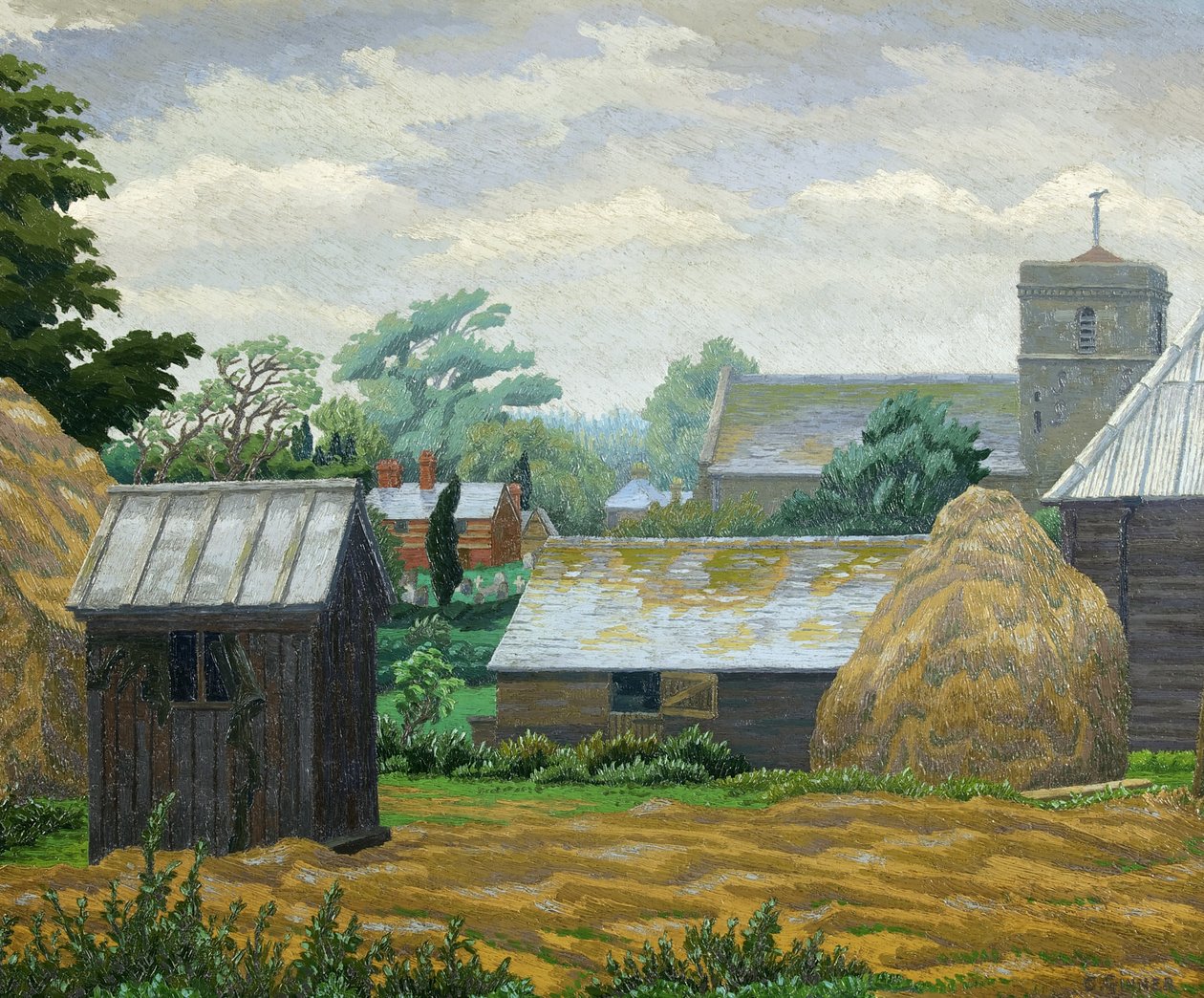 Church Farm, Shipley (olja på duk) av Charles Ginner
