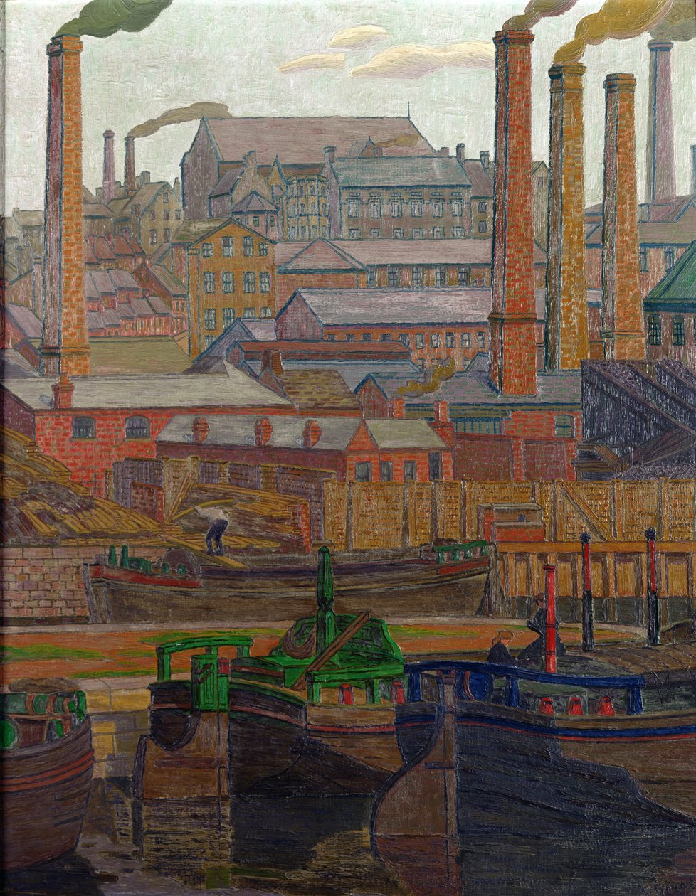 Leeds Canal (olja på duk) av Charles Ginner