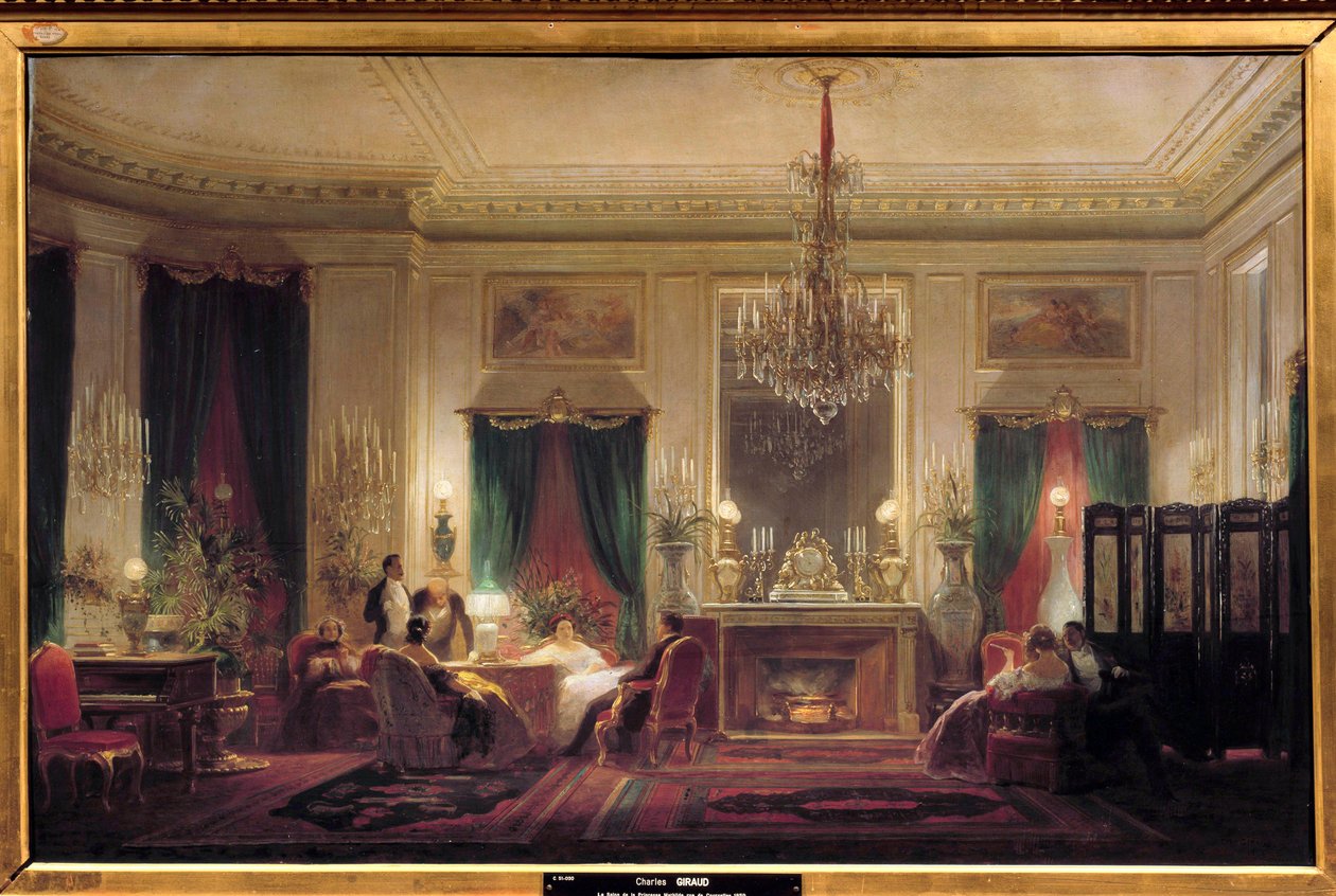 Prinsessan Mathilde Letizia Bonapartes salong (1820-1904), rue de Courcelles Målning av Sebastien Charles Giraud (1819-1892) 1859 Sön. 0,63x1 m. Compiegne, musee du chateau - Inne i herrgården till prinsessan Mathilde Letizia Bonaparte (1820-1904), Rue av Charles Giraud