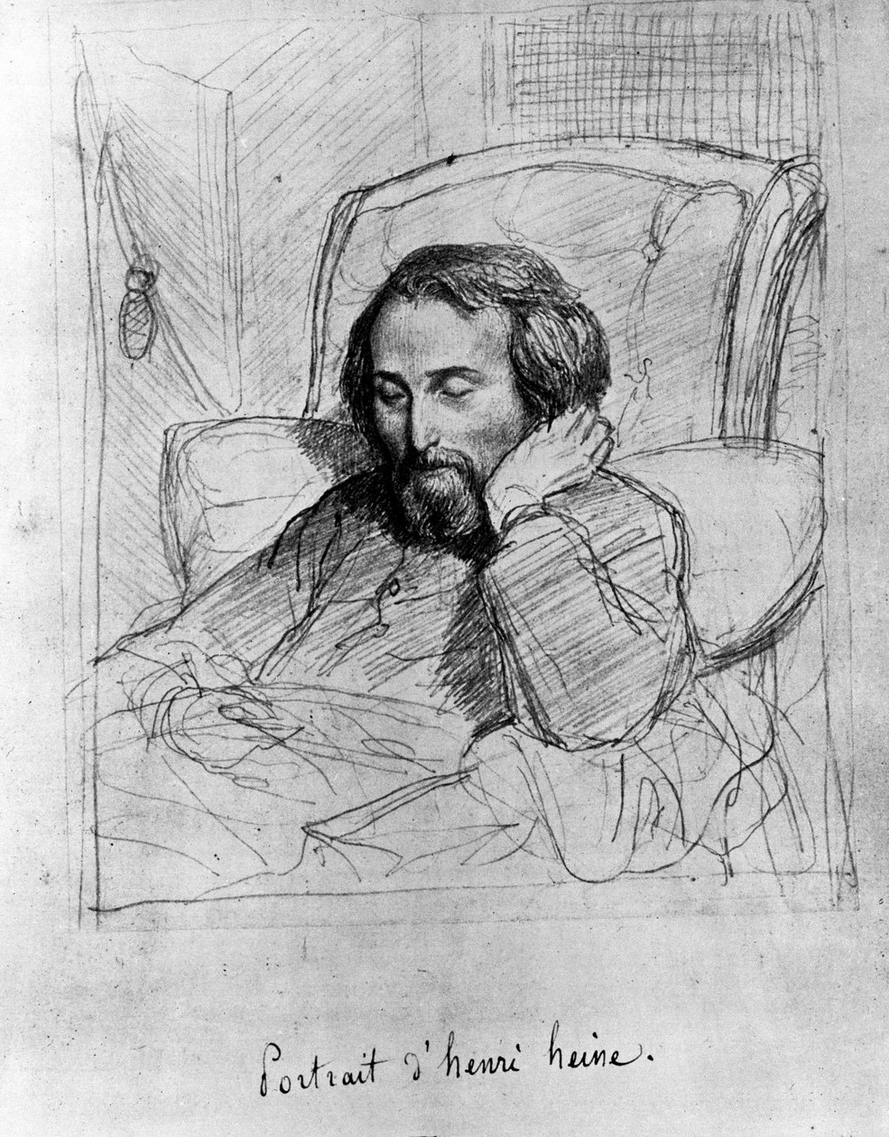 Heinrich Heine (1797-1856), tysk författare. Teckning av Charles Gleyre. av Charles Gleyre