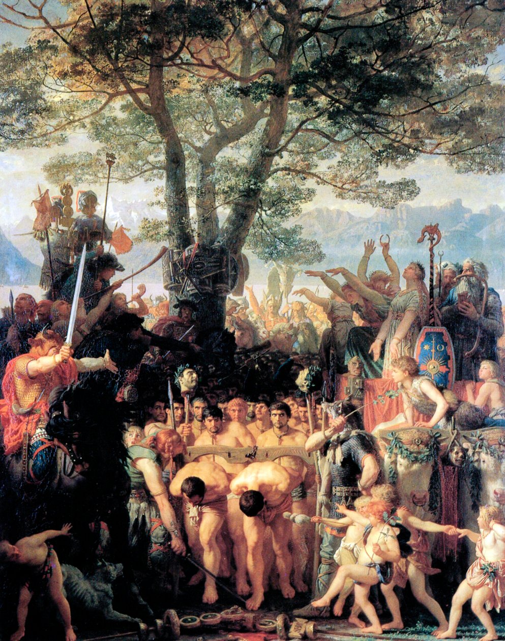 Helvetianerna tvingar romarna att passera under oket, 1858. av Charles Gleyre
