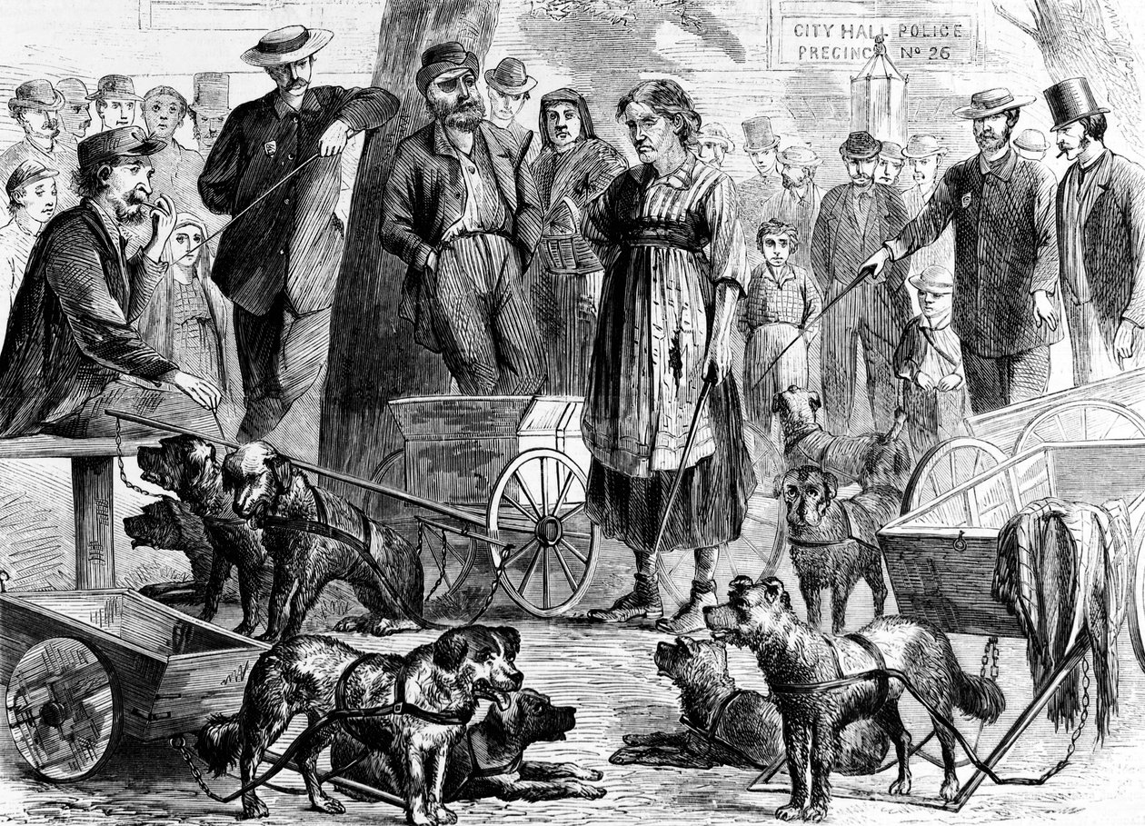 Arresterade lumpsamlare i City Hall Park, New York, från Harpers Weekly, pub. 1867 av Charles Green