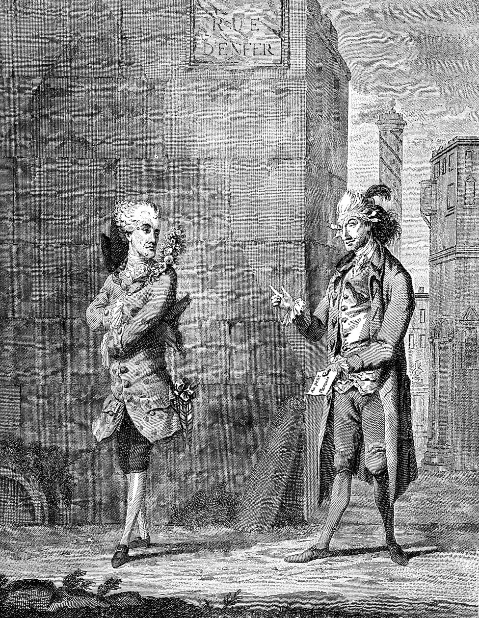 En fransk Petit Maitre och hans betjänt, sent 1700-tal. av Charles Grignion