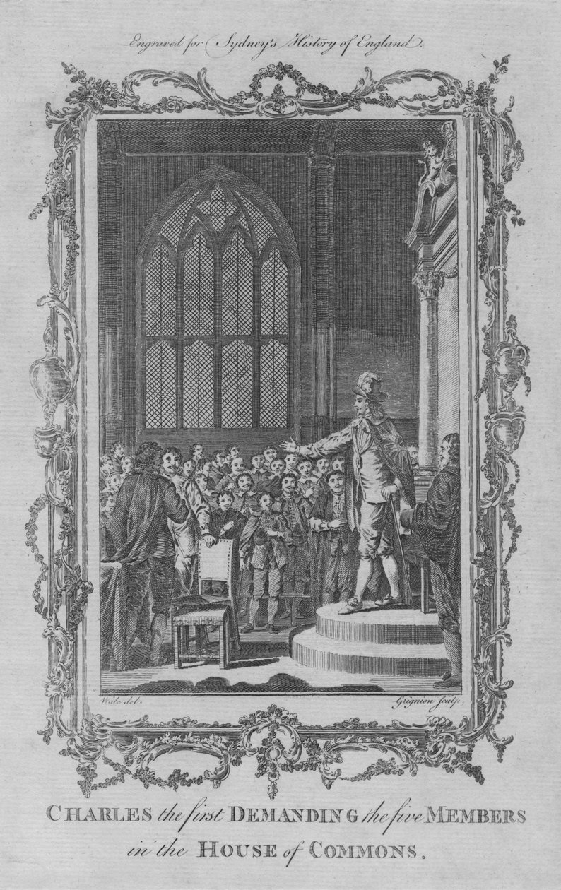 Charles I krävde de fem ledamöterna i underhuset, 1773. av Charles Grignion