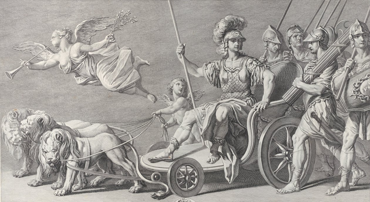 Mars på en vagn dragen av tre lejon, 1749. av Charles Grignion