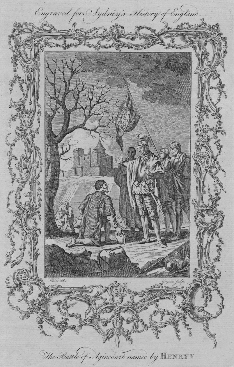 Slaget vid Agincourt namngiven av Henry V, 1773. av Charles Grignion