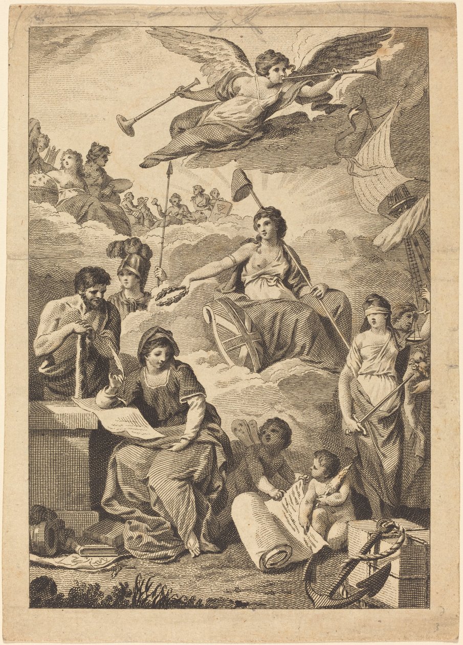 Britannia Crowning History av Charles Grignion, after Conrad Martin Metz