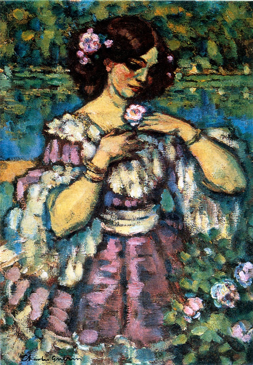 Kvinna med ros, 1901 av Charles Guerin