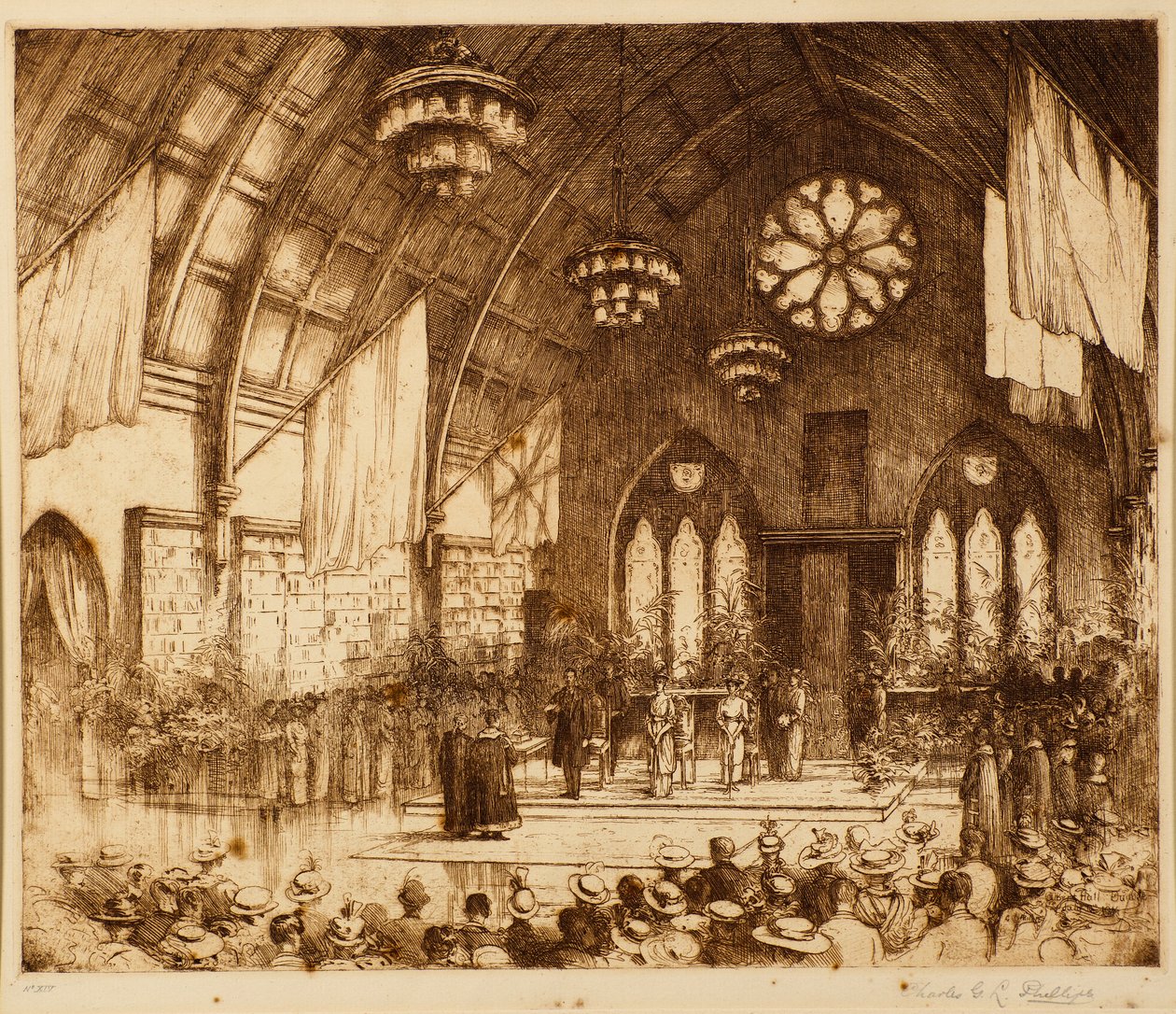 Kungligt besök i Dundee 1914 - Mottagning i Albert Hall av Charles Gustav Louis Phillips