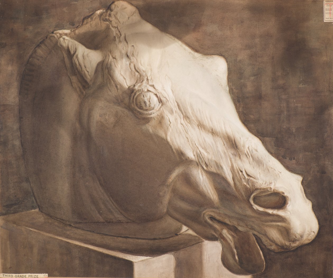 Studie - Hästhuvud från Parthenon av Charles Gustav Louis Phillips