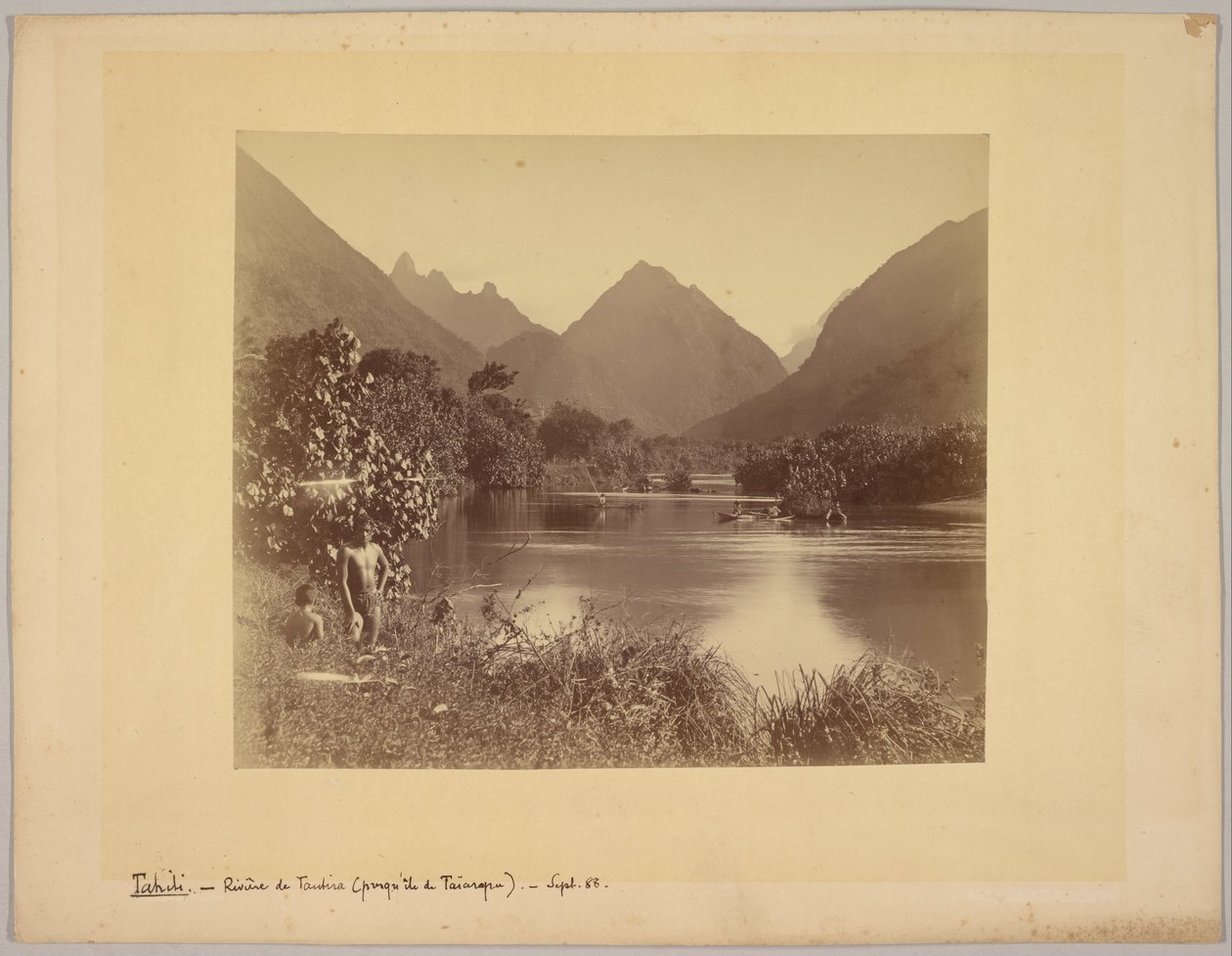 Tahiti. Taubira-floden (Taïarapu-halvön). av Charles Gustave Spitz