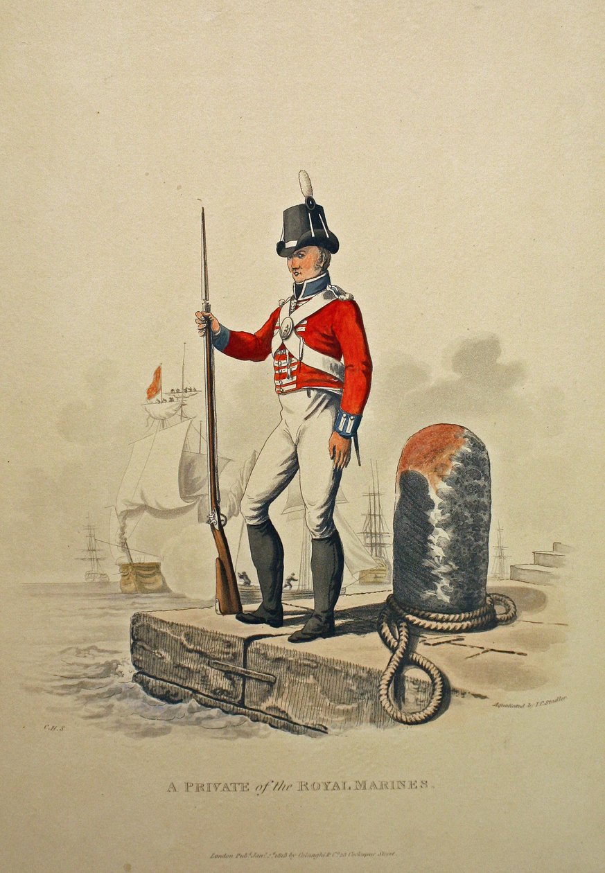 A Private of the Royal Marines, graverad av Joseph Constantine Stadler, publicerad 1815 (akvatint) av Charles Hamilton Smith
