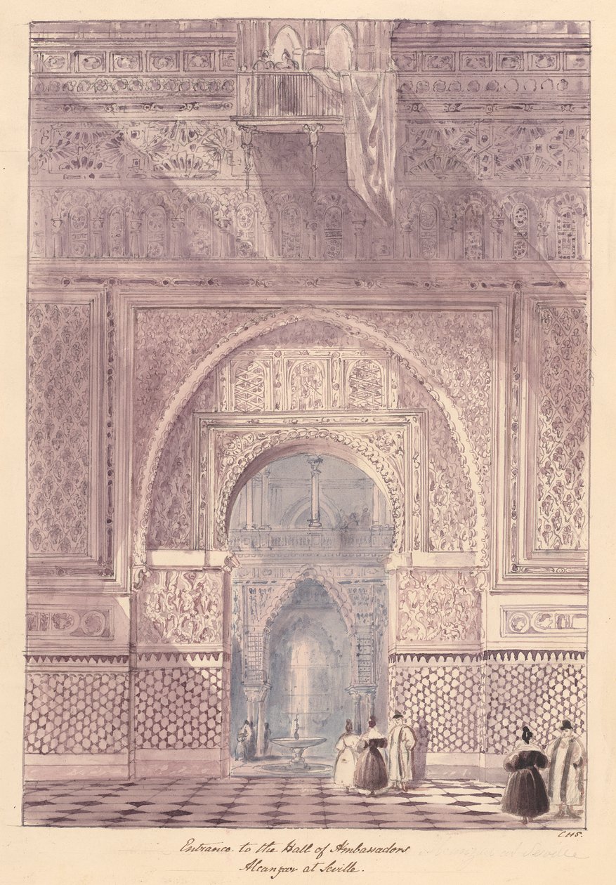 Entré till Ambassadörsalen, Alcazar i Sevilla av Charles Hamilton Smith