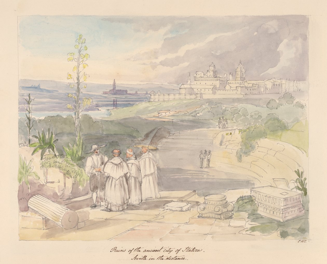 Ruinerna av den antika staden Italica, Sevilla i fjärran av Charles Hamilton Smith
