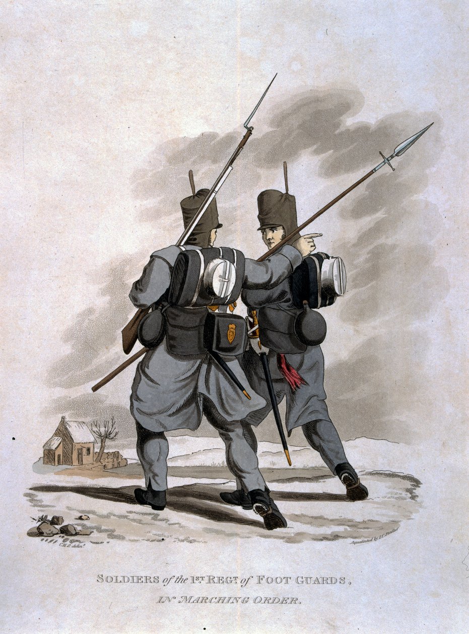 Soldiers of the 1st Regiment of Foot Guards in Marching Order, från 