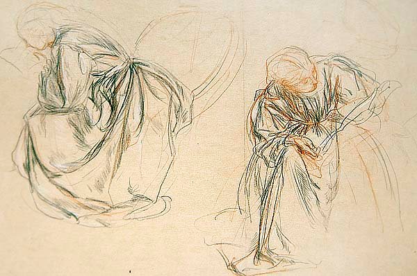 Studier av en sittande kvinna som läser (papper) av Charles Haslewood Shannon