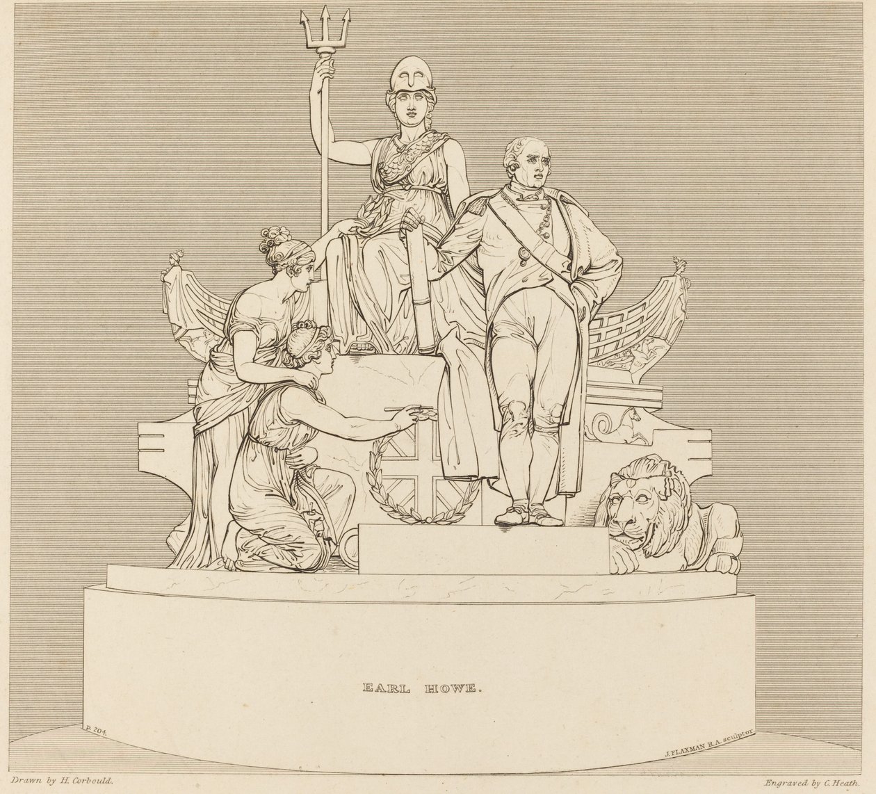 Monument till Earl Howe av Charles Heath after Henry Corbould after John Flaxman
