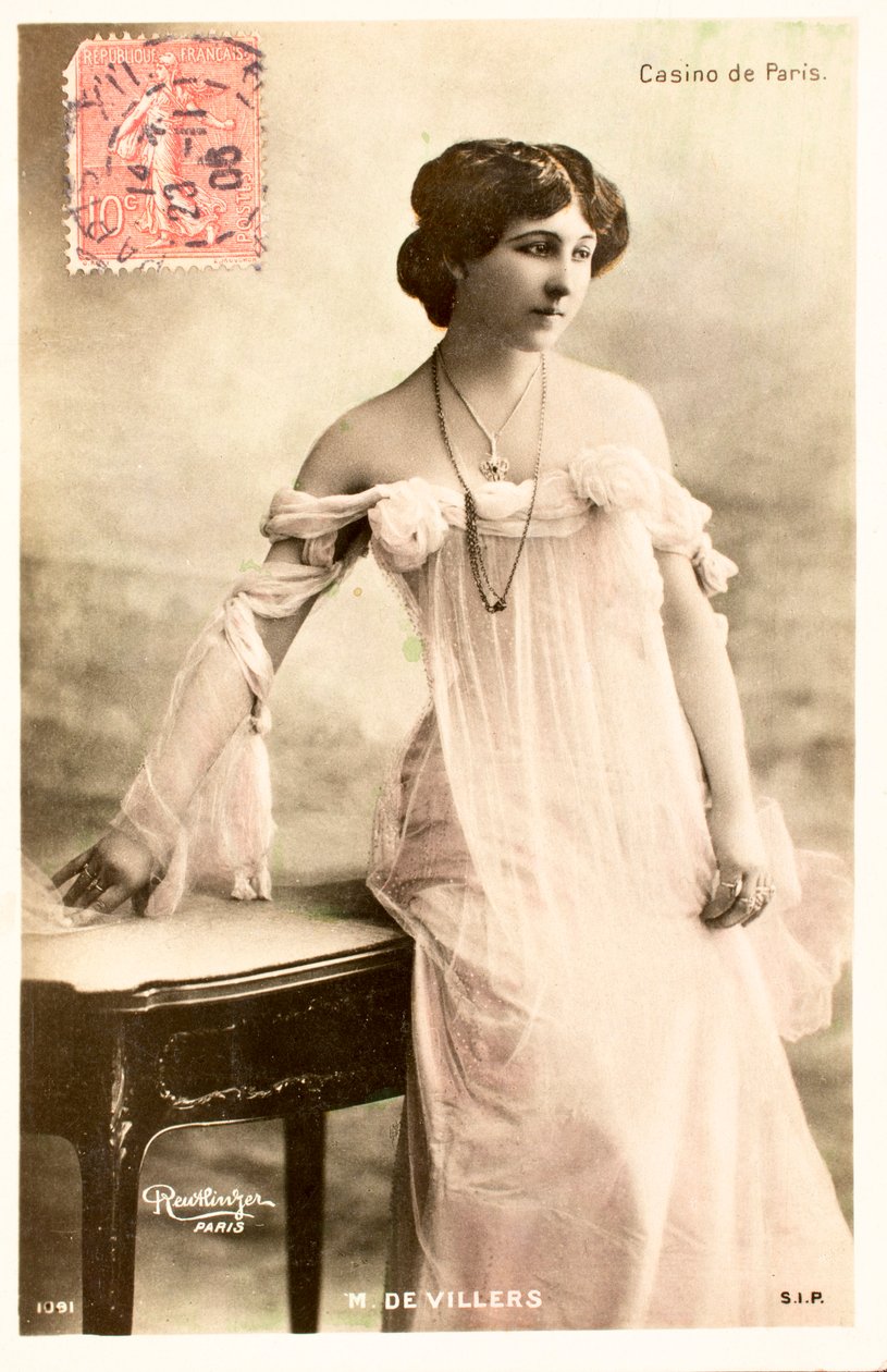 Gammalt vykort/M de Villers/Skådespelerska/Casino de Paris av Augustus Kollner