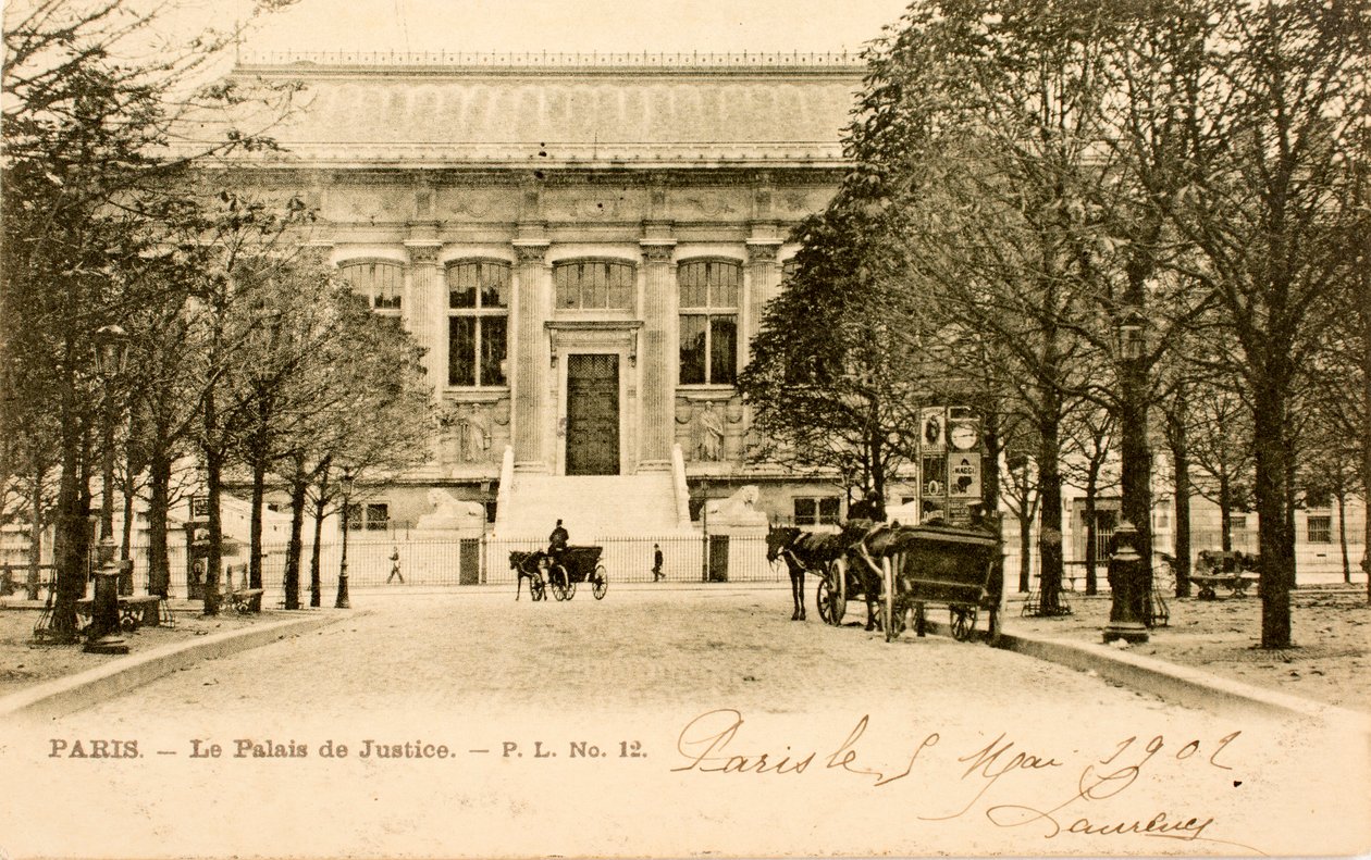 Vykort/Palais de Justice/Paris/Seine/Ile de France/Frankrike av Augustus Kollner