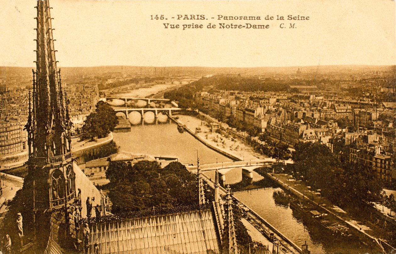 Vykort / Seine från Notre Dame / Paris / Seine / Ile de France / Frankrike av Augustus Kollner