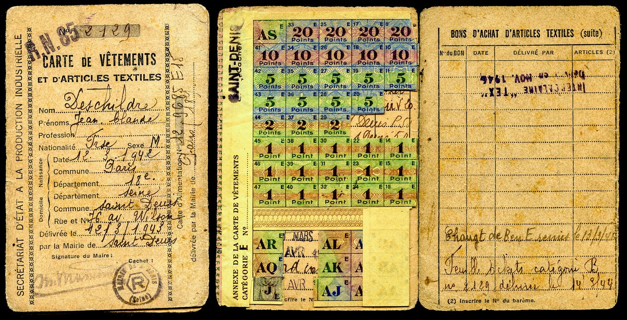Ransoneringskort/Klädkort/Sekretariat för industriell produktion/Andra världskriget 1941 av Augustus Kollner