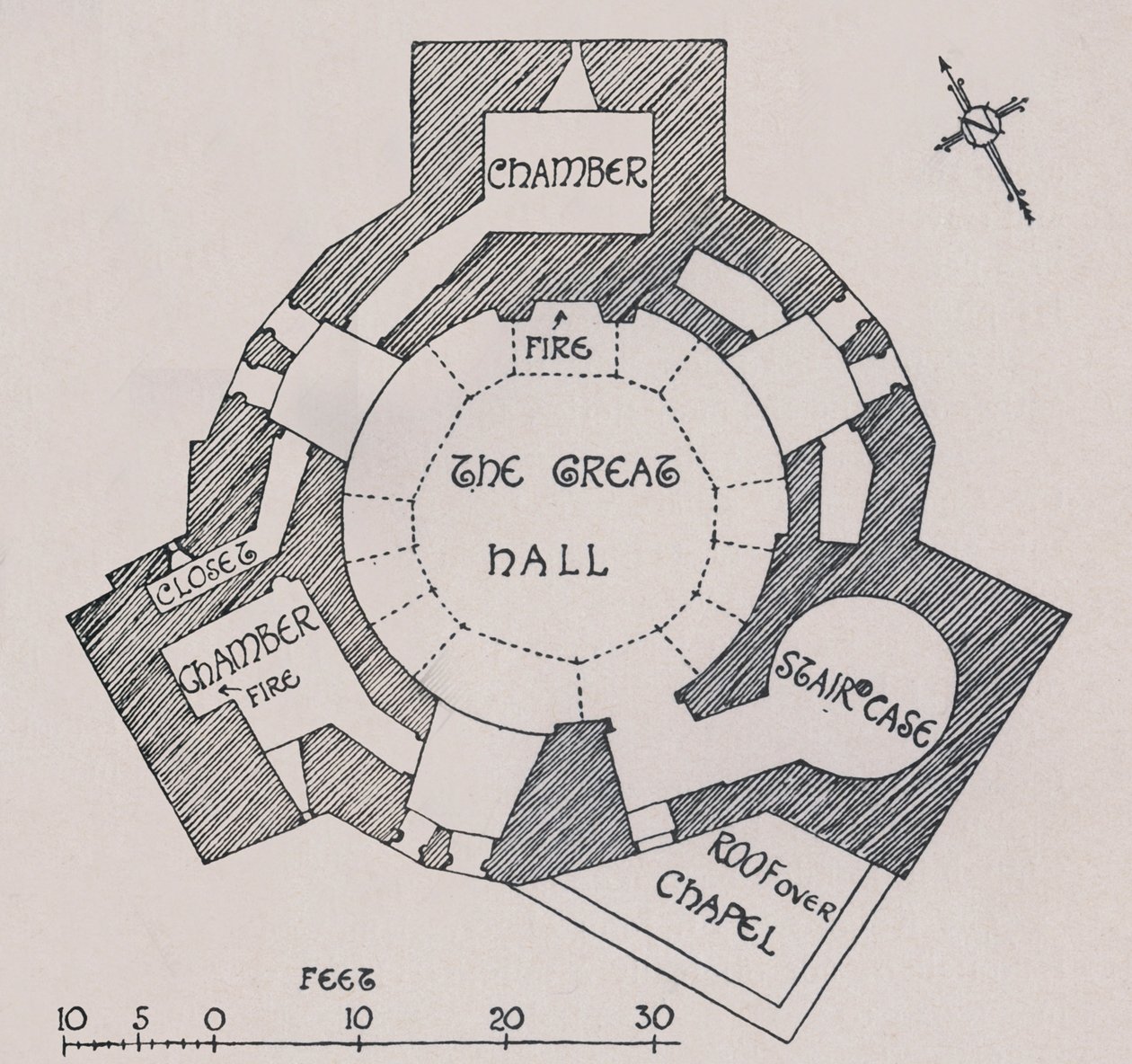 Orford Castle, Suffolk. Från Mr. Cautleys plan, 1931 av Charles Henry Bourne Quennell