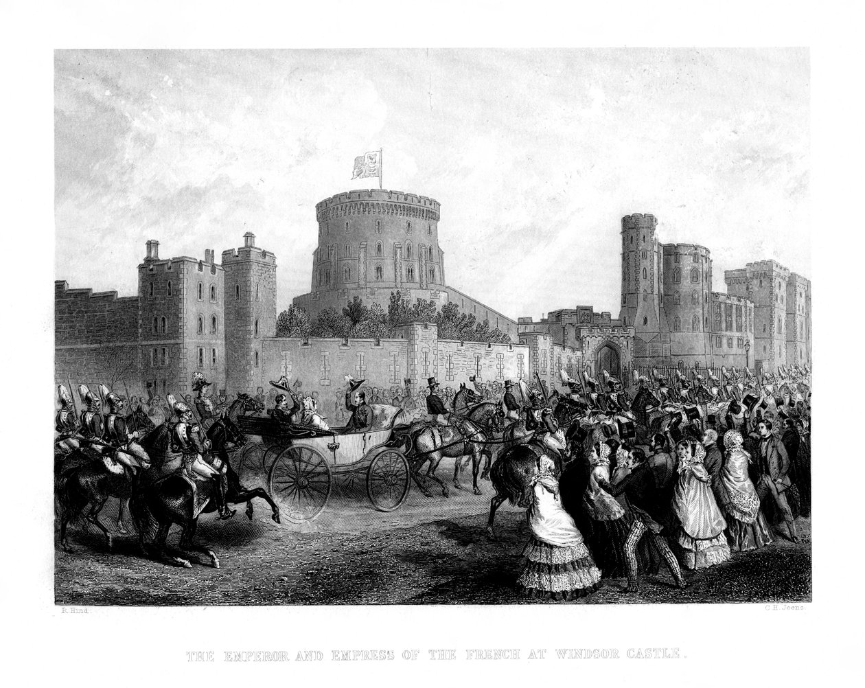 Kejsaren och fransmännens kejsarinna vid Windsor Castle, 1855, 1875. av Charles Henry Jeens