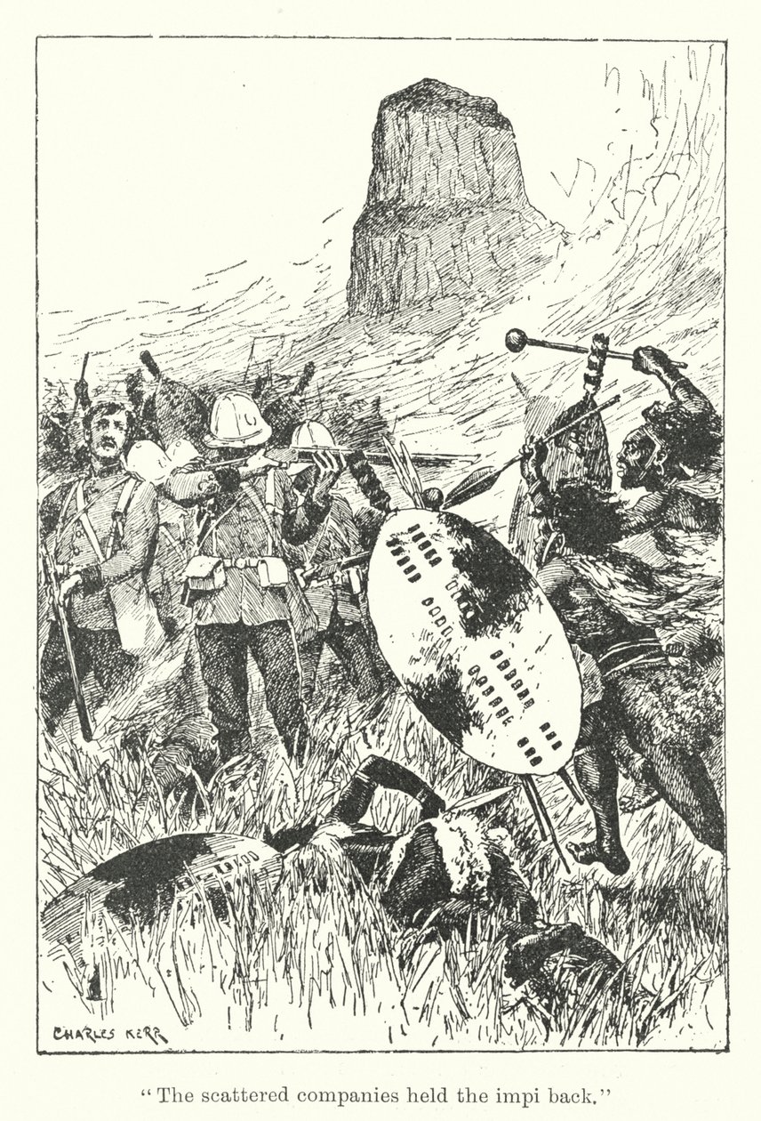 "De utspridda bolagen höll impi tillbaka" (gravyr) av Charles Henry Malcolm Kerr