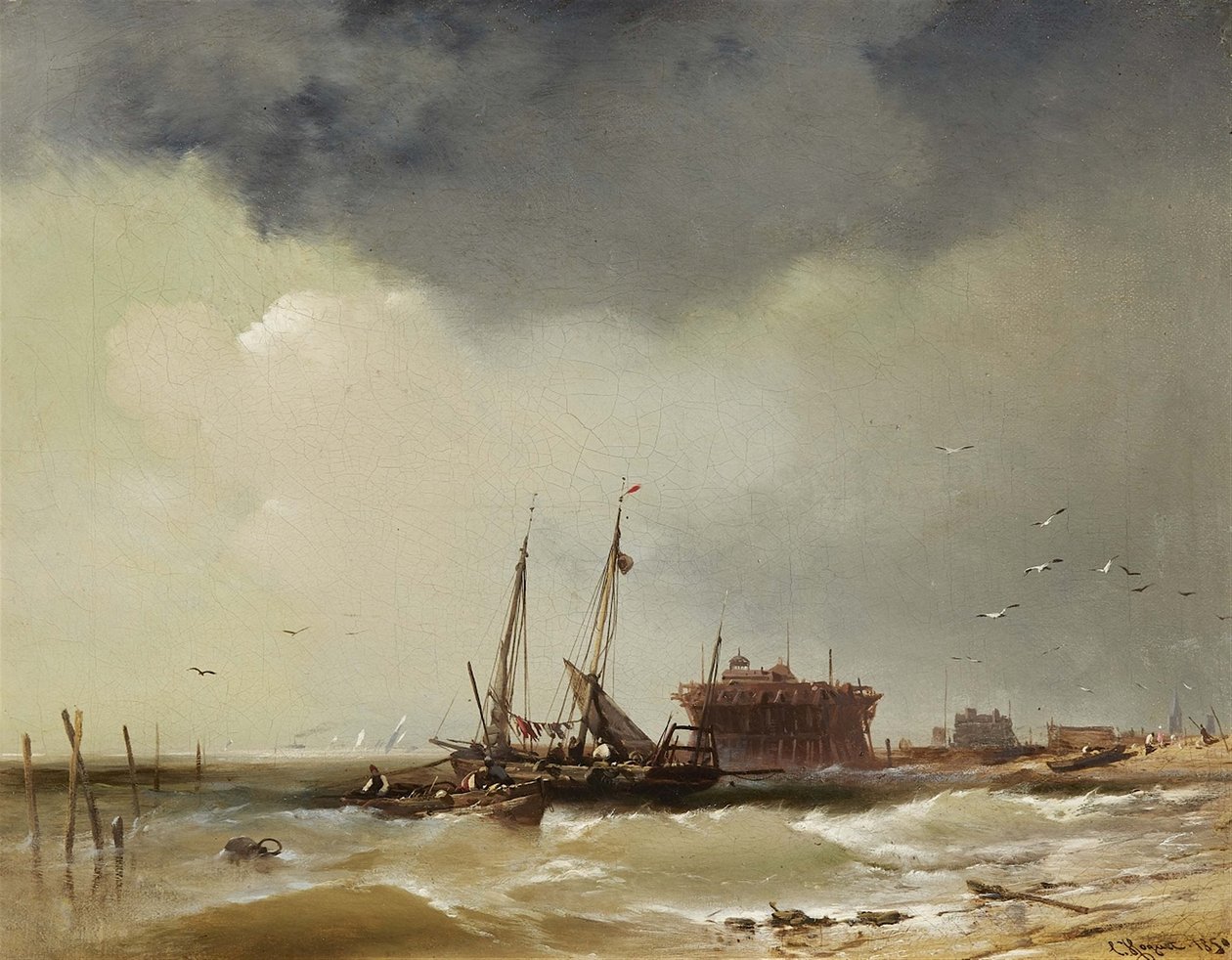 Fisher-båtar landar på en strand av Charles Hoguet