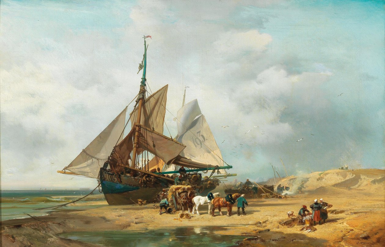 Tyska: Entladung der Segelschiffe Lossning av segelfartyg av Charles Hoguet