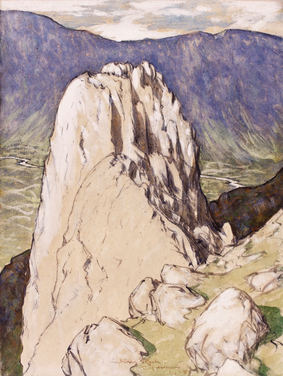 The Pillar Rock, 1928 (bläck, wc och gouache på papper) av Charles John Holmes