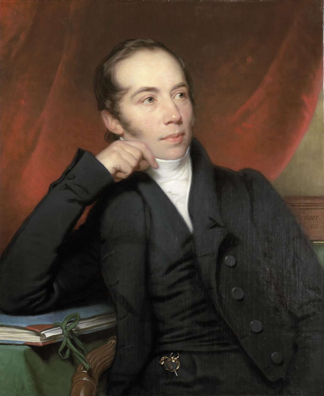 Porträtt av Pieter Ernst Hendrik Praetorius, mäklare, ritare och målare. Styrelseordförande för Rijksmuseum 1852-74 av Charles Howard Hodges