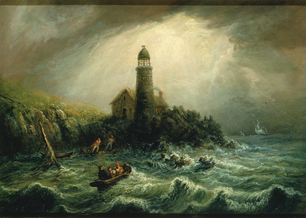 Havsutsikt över Cape Poge fyr, ca. 1840-1849. av Charles Hubbard
