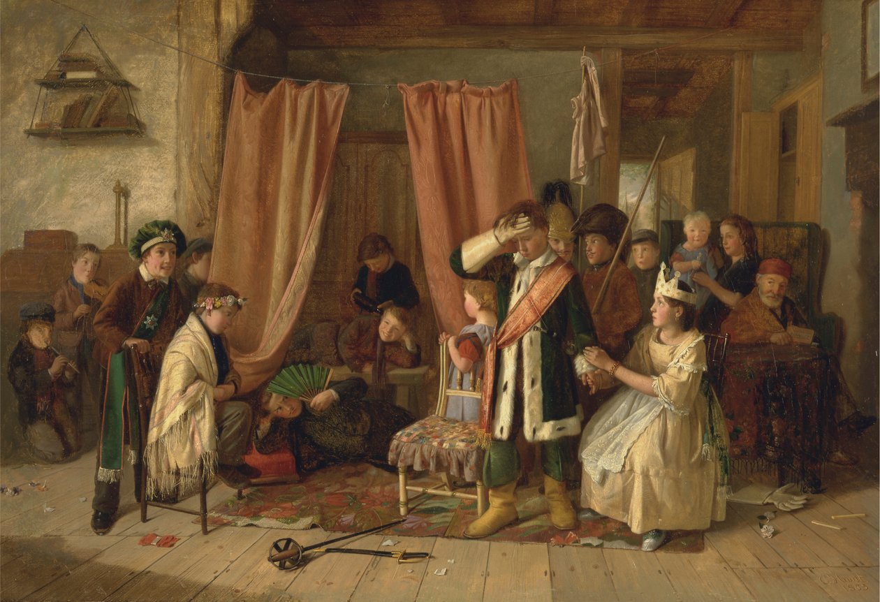 Barn som spelar "Spelscenen" från "Hamlet", Akt II, Scen ii av Charles Hunt
