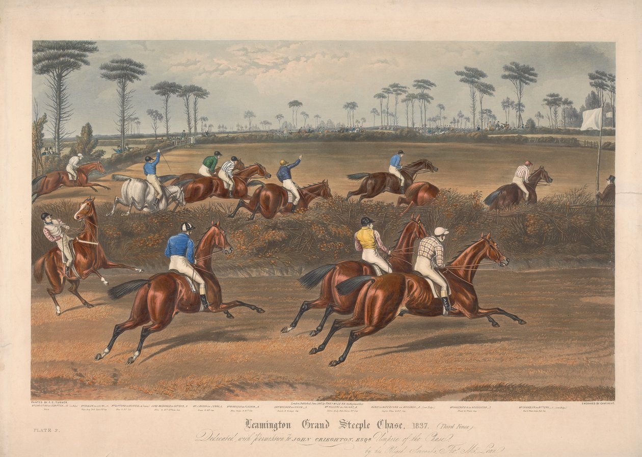 En av en uppsättning om fyra: Leamington Grand Steeple Chase ... 1837. Plåt 2. Mr Christian på Scripton ... av Charles Hunt