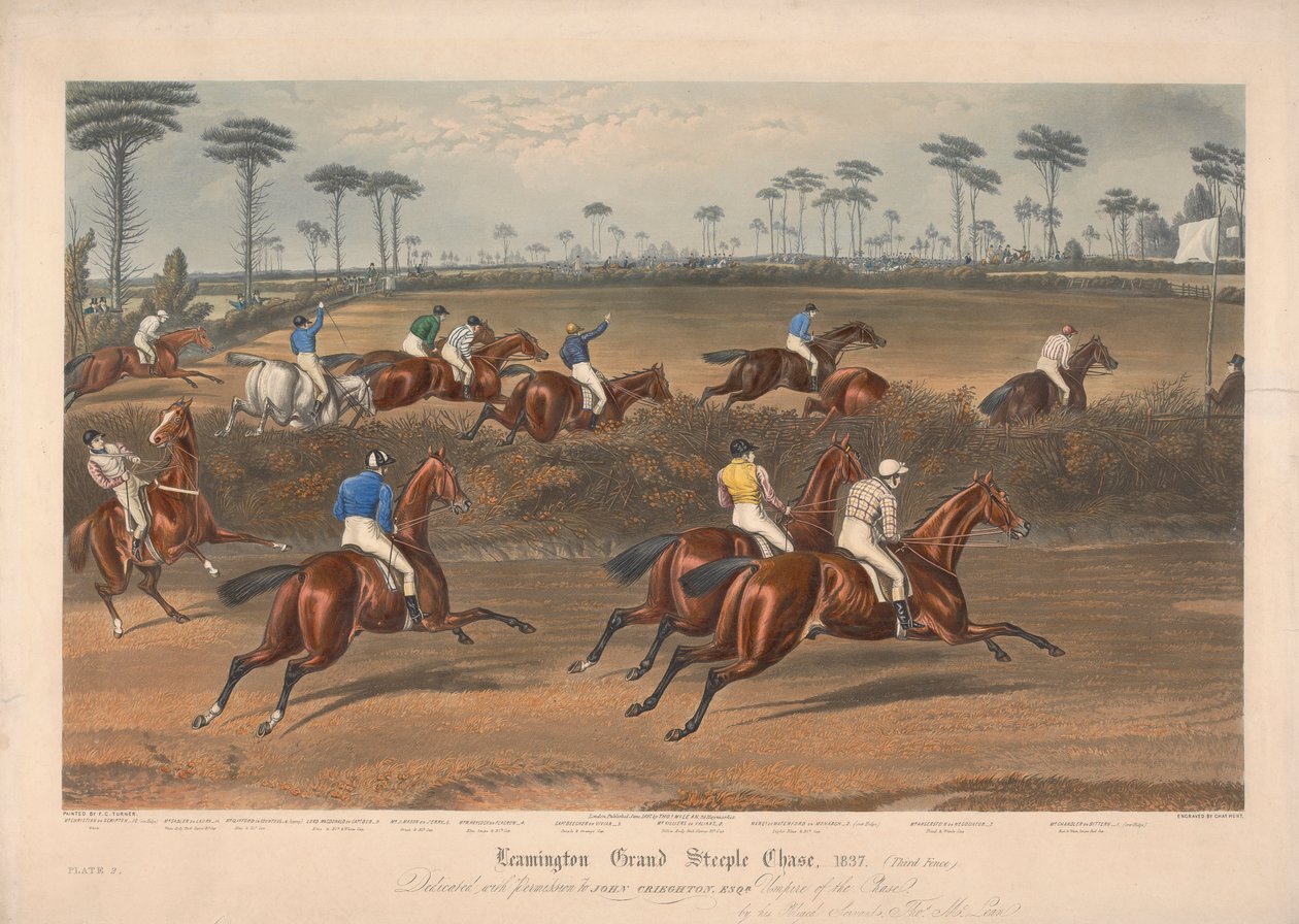 En av en uppsättning om fyra: Leamington Grand Steeple Chase ... 1837. Plåt 2. Mr Christian på Scripton ... av Charles Hunt