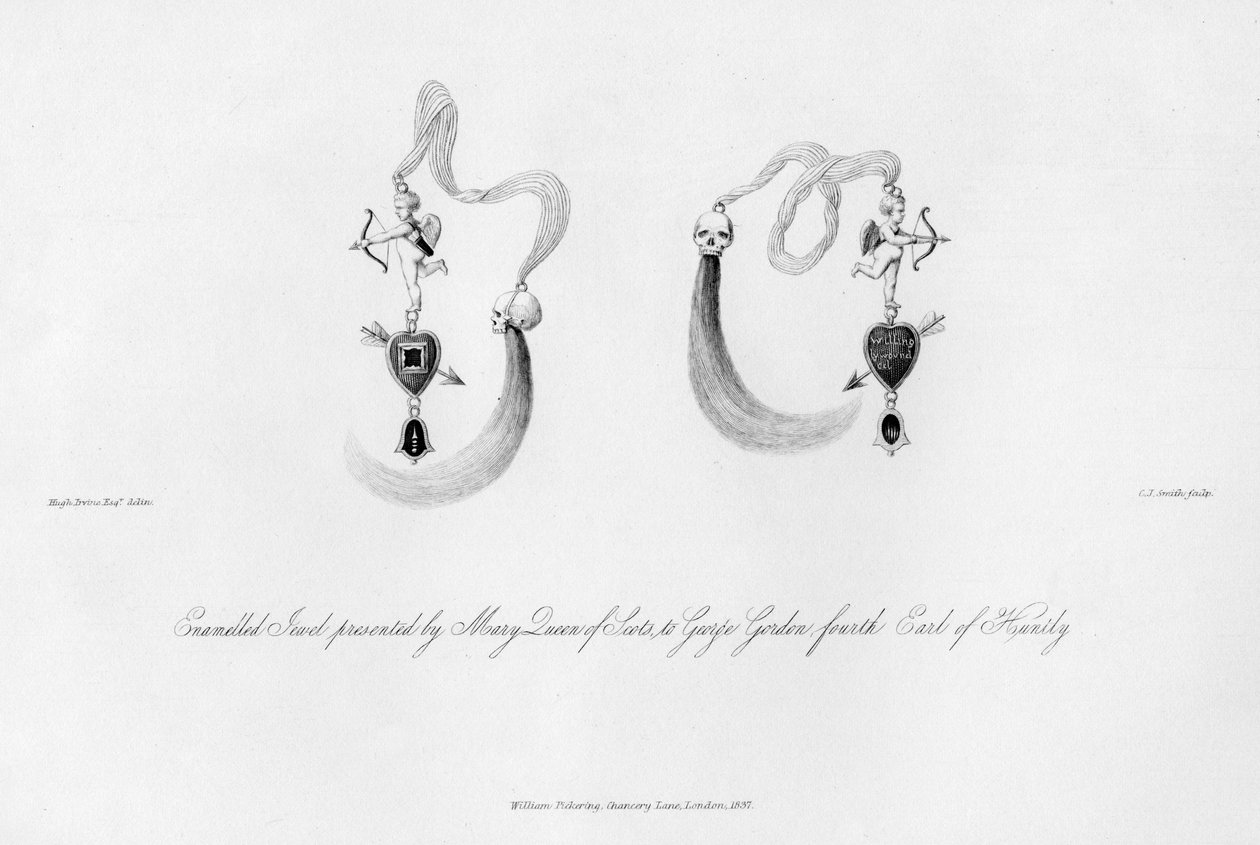 Emaljerad juvel presenterad av Mary Queen of Scots, till George Gordon, 1500-talet, 1840. av Charles J. Smith