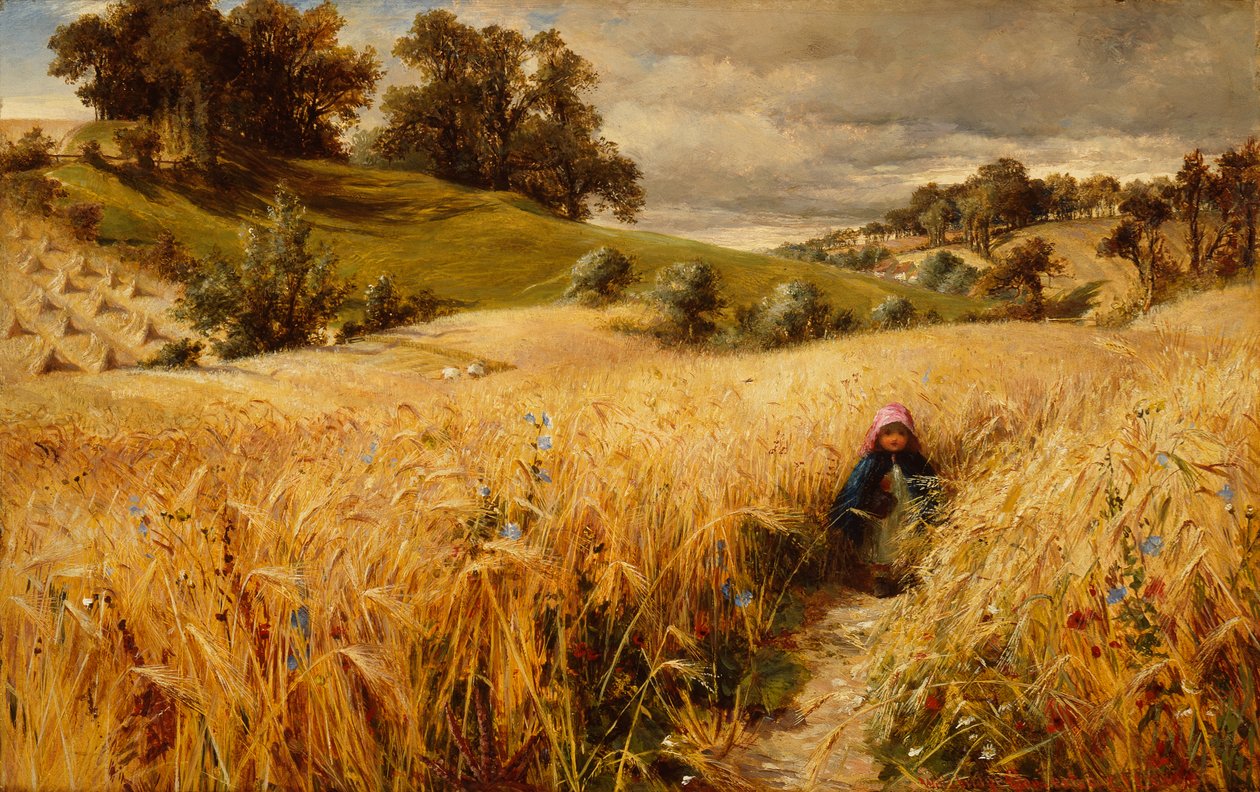 Coming Thro The Rye (olja på kort) av Charles James (attr.to) Lewis