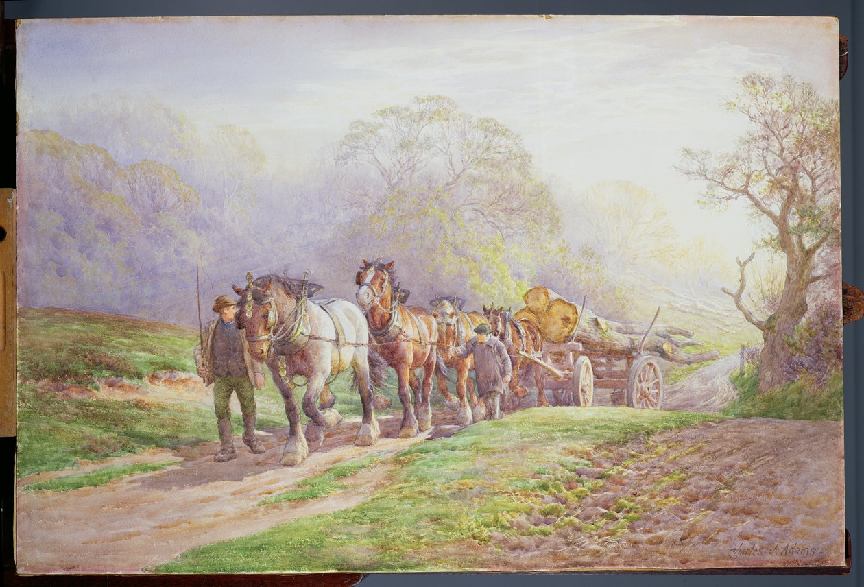 Ett loggarteam återvänder hem av Charles James Adams
