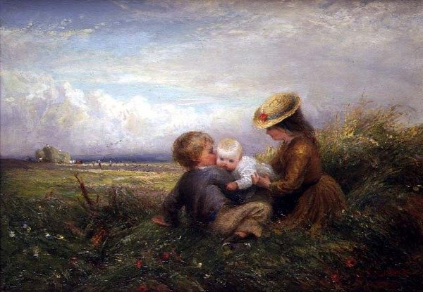 Barn på ett fält av Charles James Lewis