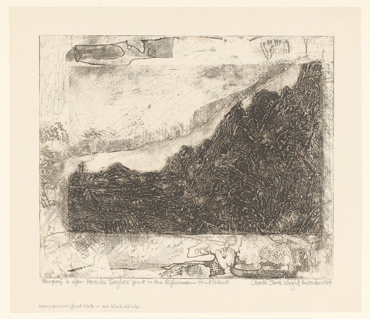 Stenigt landskap med vägar och en flod av Charles James Wright (signed by artist)