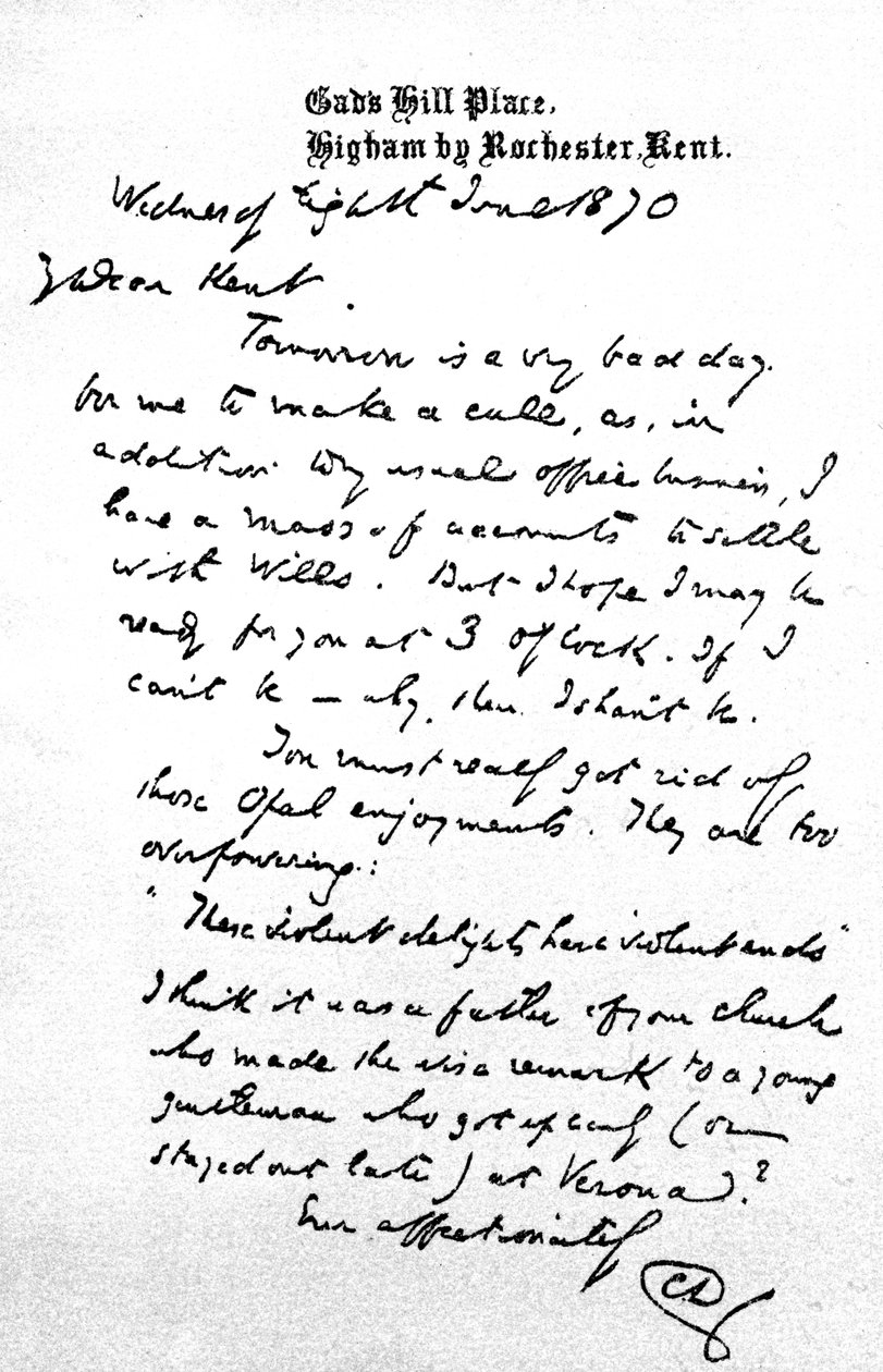 Brev till Charles Kent, skrivet från Gad