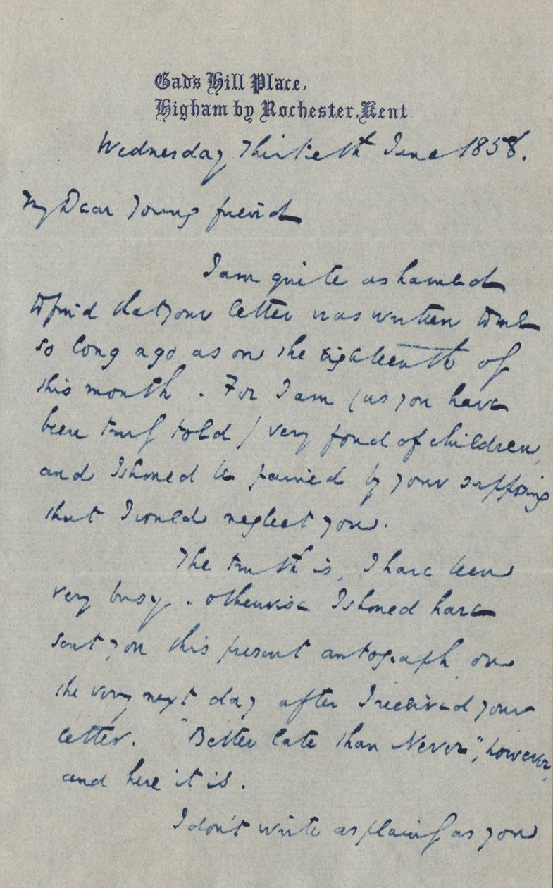 Brev till Francis G. Waugh, 30 juni 1858 av Charles John Huffam Dickens